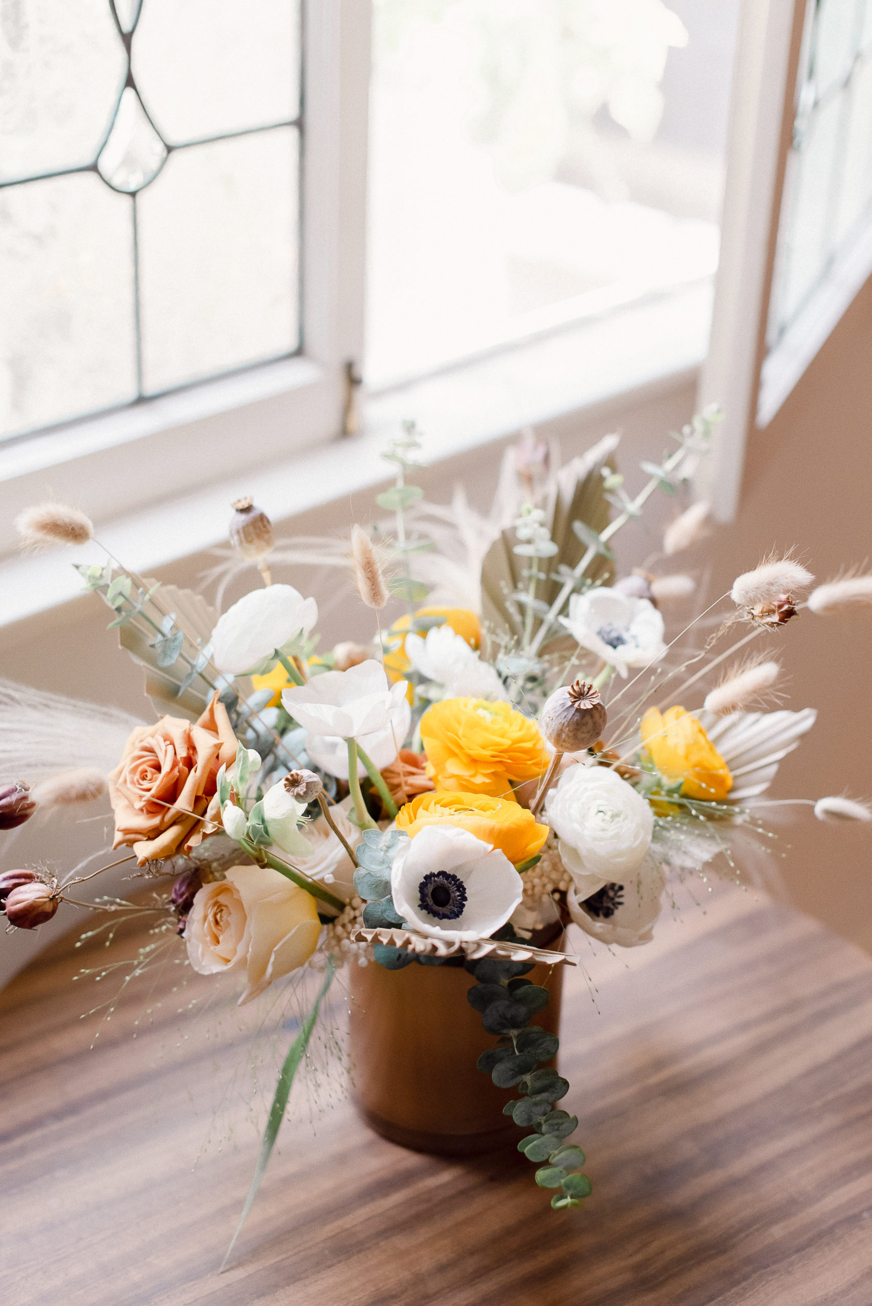 Bridal bouquet yellow and dried florals