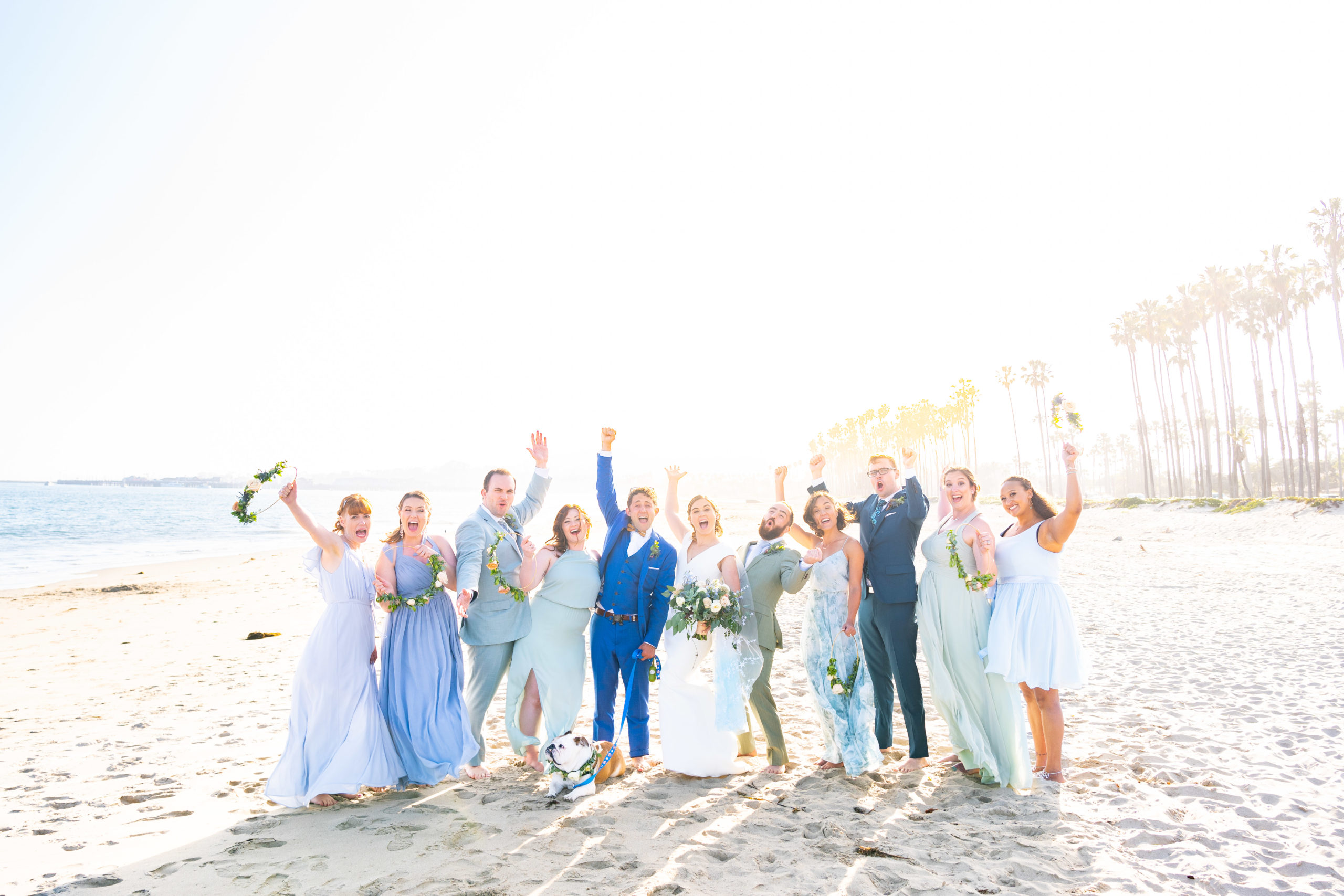 Santa Barbara beach bridal party